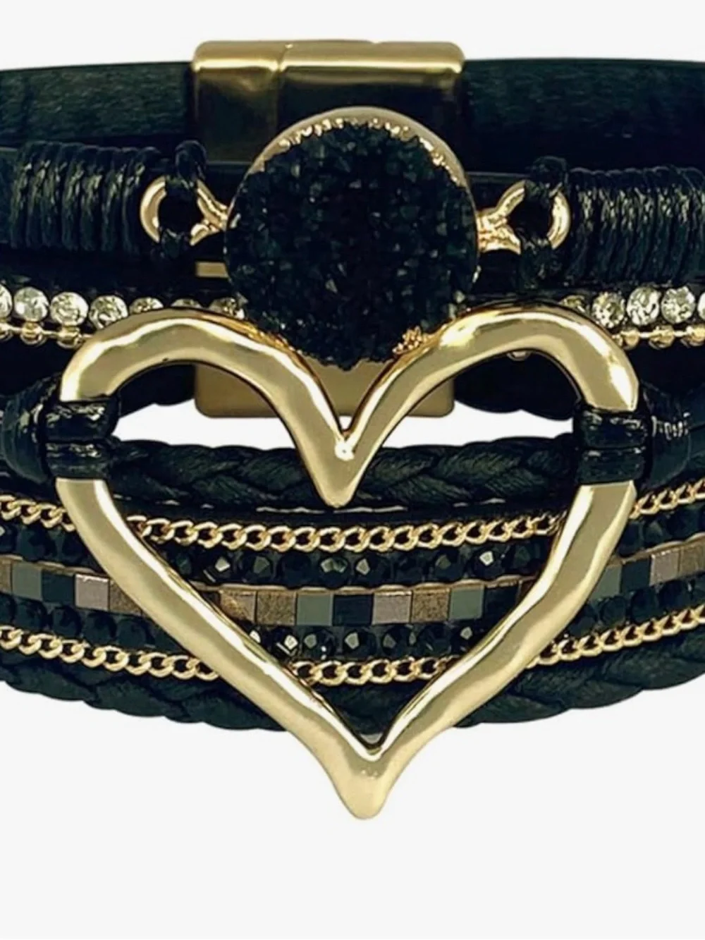 Bracelet EUC bohemian-style multilayer black pu leather wrap Love